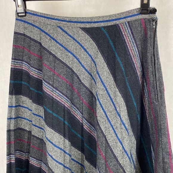 Vtg Marilyn Togs Midi Skirt Wool Blend Small XS Gray Stripe - Picture 2 of 12